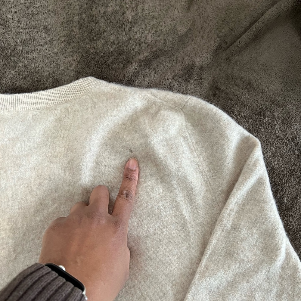 Unisex Oatmeal heather cashmere sweater - Picture 3 of 4